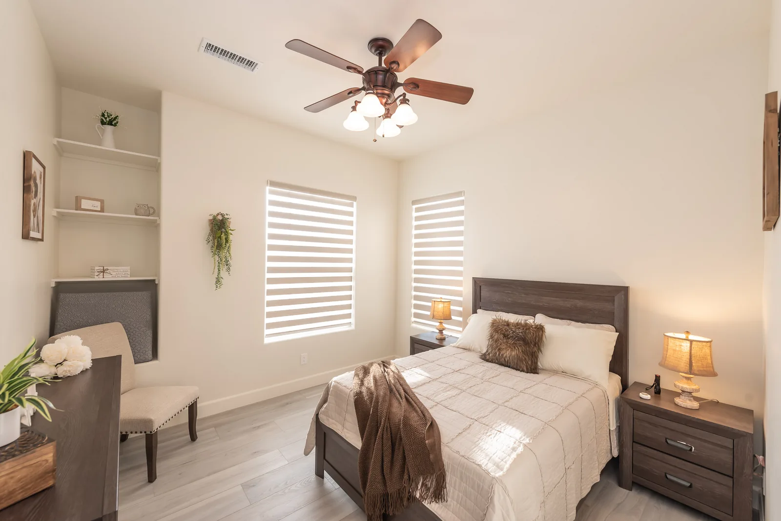 Warm private bedroom at Manitou Home, where familiar surroundings support residents living with dementia